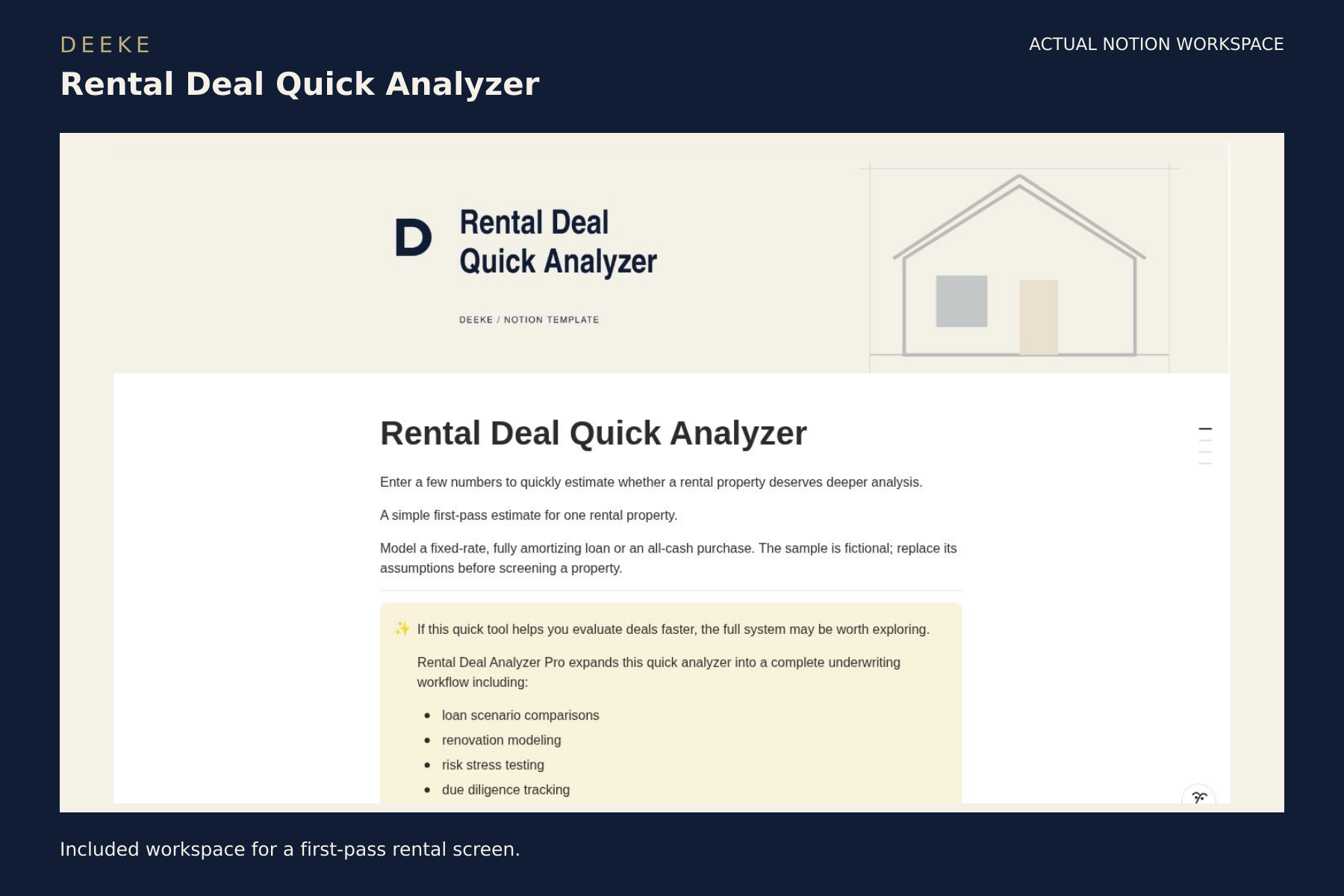 Rental Deal Quick Analyzer actual product preview
